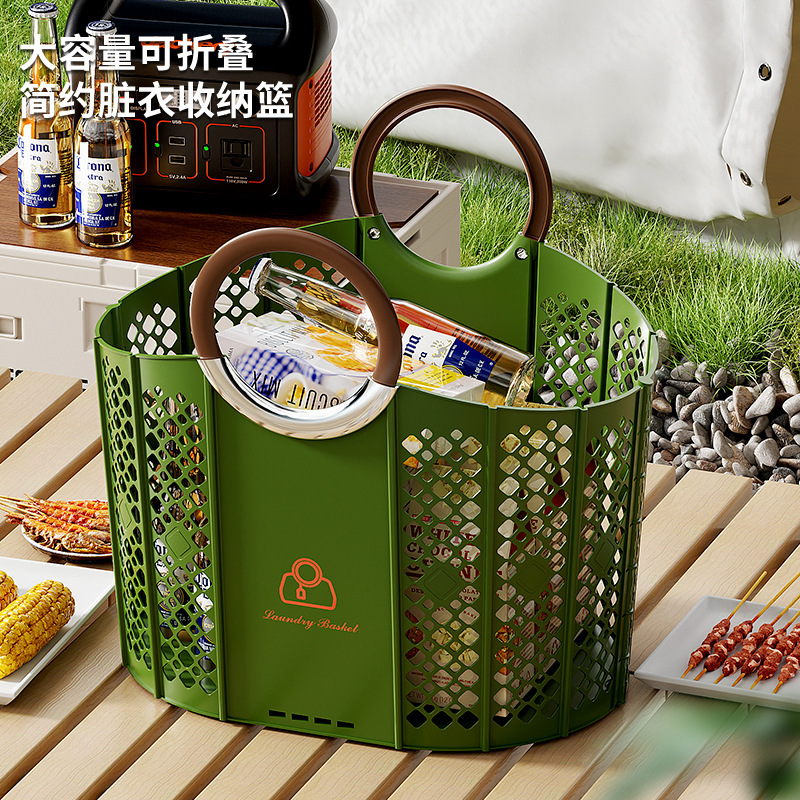 脏衣篮家用大容量脏衣服收纳筐户外野餐篮可折叠便携带手提脏衣篓|undefined