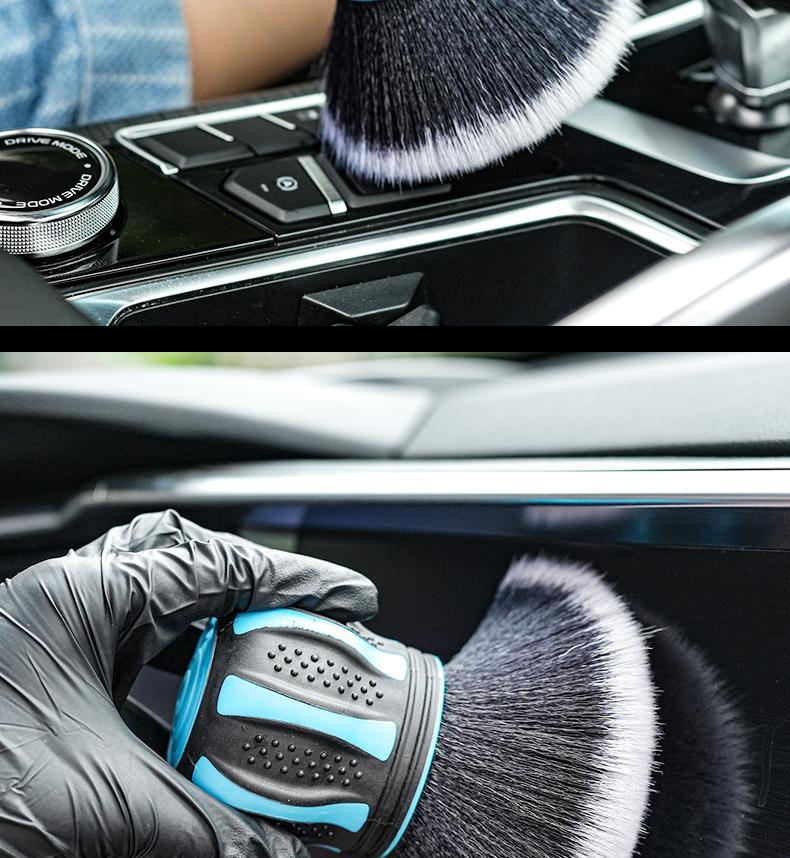 New Spherical Curved Soft Bristle Brush for Cars, Large Area Dust Removal Interior Brush, Spherical Handle Curved Car Detailing Brush