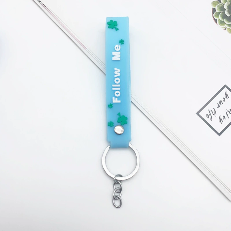 Creative car keys, handheld keychain PVC, silicone doll, four-leaf clover