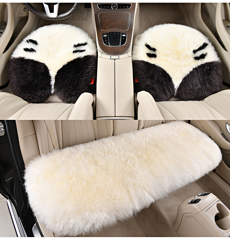Pure Wool Car Single Seat Winter Cashmere Shear Plush Real Fur One-piece Rear Warm Ass Pad