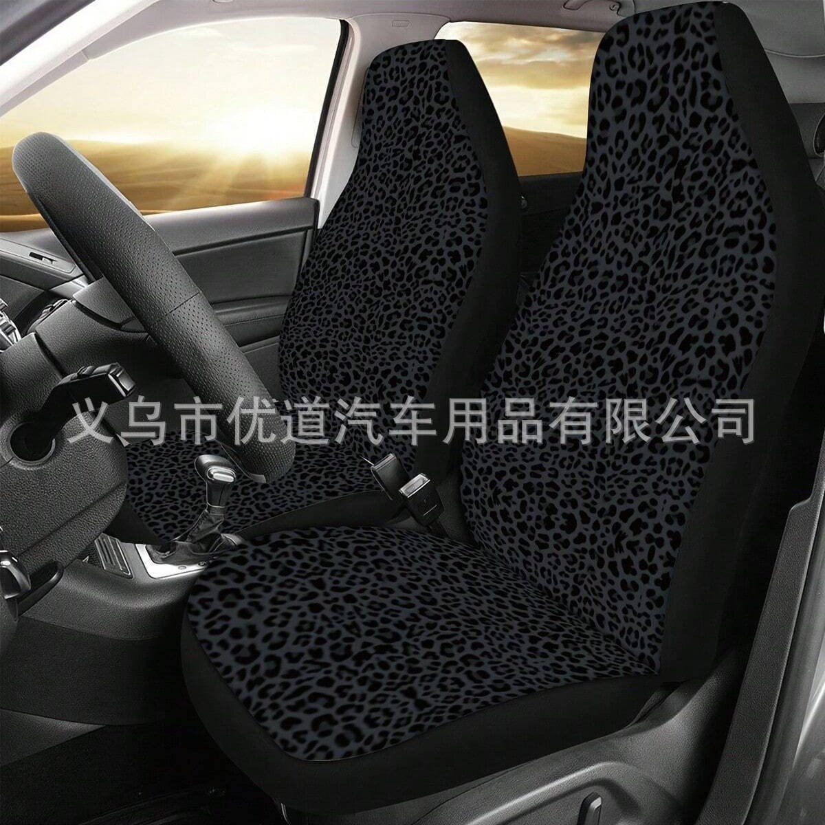 Transfronterizo Amazon tume venta caliente estampado de leopardo negro funda de asiento universal para automóvil