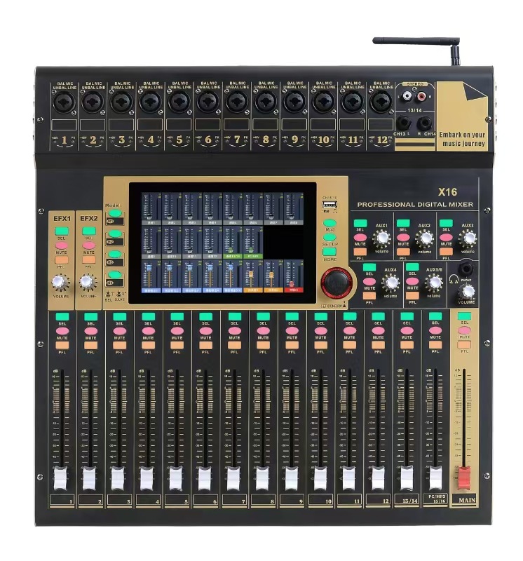 Mezclador digital profesional de 12 vías 16 vías rendimiento de escenario grabación USB doble efecto DSP compatible con el sistema IOS MAC