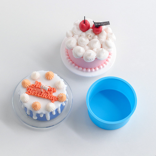 Meimuer 4-inch round cake scented candle DIY Western pastry baking imitation dessert candle making silicone mold