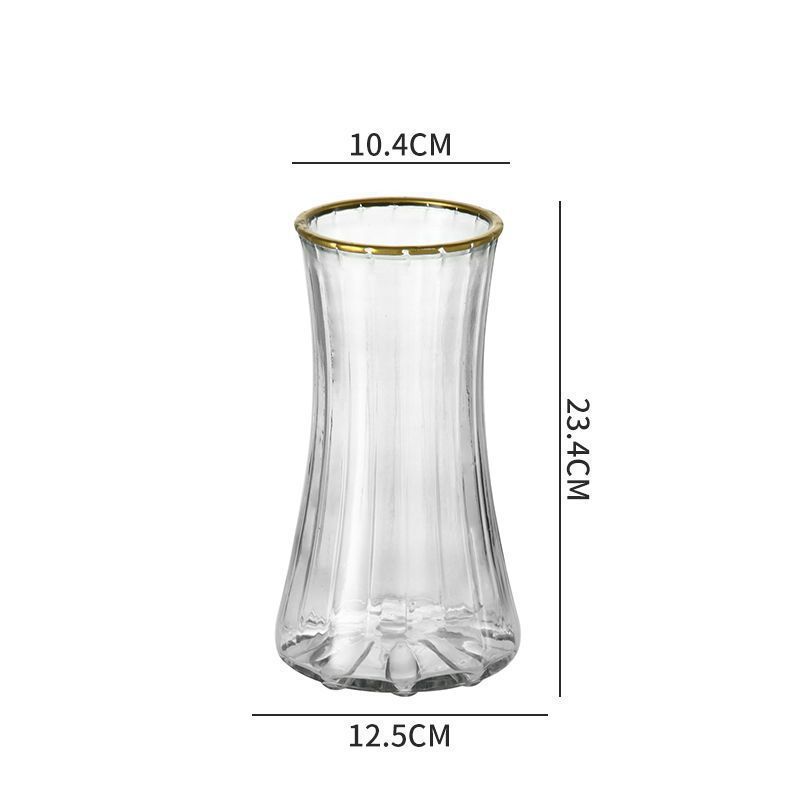 Jarrón transparente de estilo escandinavo de alta gama, de vidrio, con cultivo de agua, rico arreglo floral de lirios de bambú, decoración de escritorio.