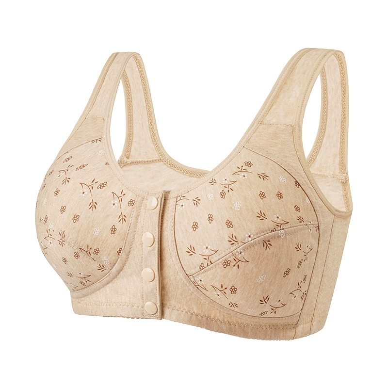 Wireless bra for mother, thin tank top, underwear, for middle age, front lock, plus size