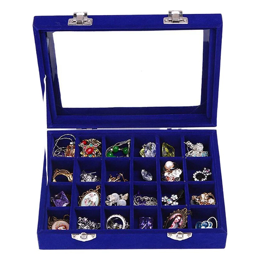 Интернет Красный Серебряный Двойная Пряжка Маленькая Шкатулка Для Ювелирных Изделий Кольцо Коробка Уха Ногтей Коробка Дисплей Коробка Для Хранения 24 Коробка