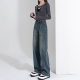 2025 New Popular Spring and Autumn Straight Slim Narrow Wide-Leg Jeans for Women Petite High-Waisted Loose Pants