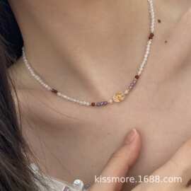 琛墨暮山紫民族风多巴胺白水晶925文艺新中式项链女汉服锁骨链银