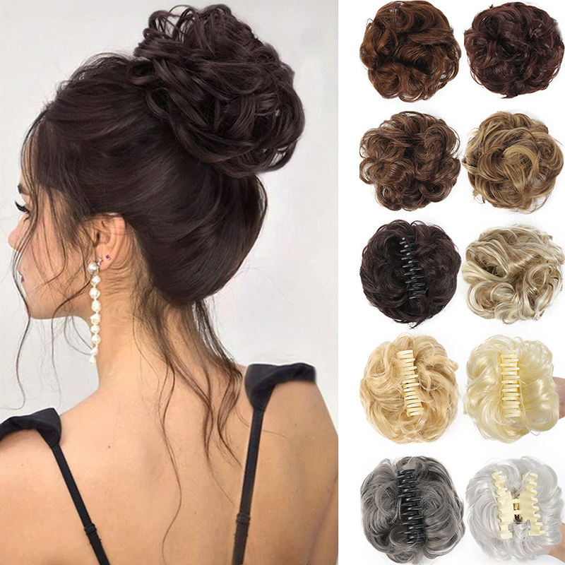 Wig ball head women's fashion big grab clip messy curly hair ring bride plate bun curly hair bag Europe and the United States cross-border wholesale Wig ball head women's fashion big grab clip messy curly hair ring bride plate bun curly hair bag Europe and the United States cross-border wholesale
