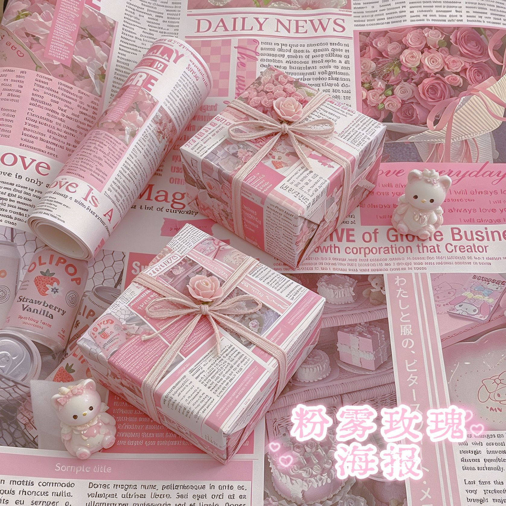 Nuevo papel de embalaje de regalos encantador y fresco regalos de cumpleaños de alto valor de gran tamaño flores materiales de embalaje al por mayor