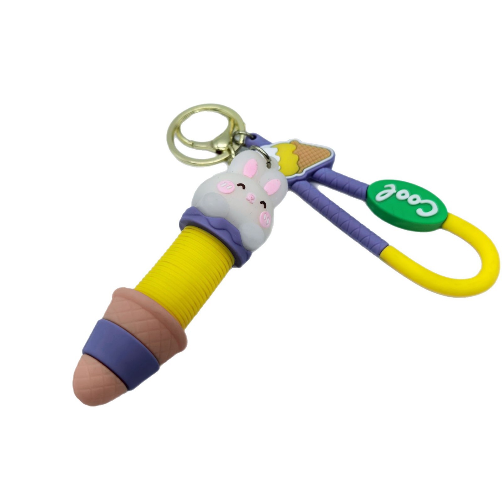 Descomprimir dibujos animados telescópicos lindos creativos animales helados llavero colgante bolsos de automóviles colgante regalos de actividad