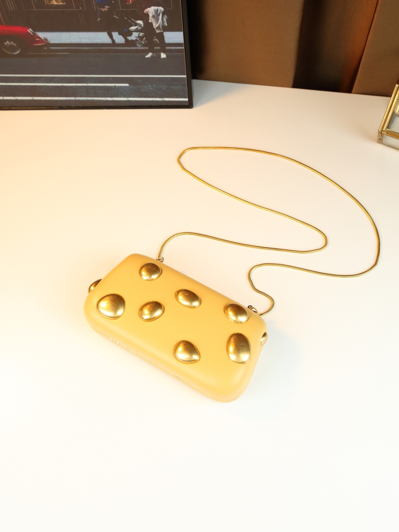 Borsa a tracolla box a pois elegante borsa minimalista per donna_voghion.com