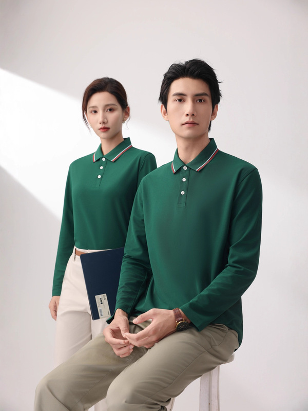 长袖polo衫工作服定制印logo广告文化衫T恤订做刺绣厂服工衣翻领|undefined