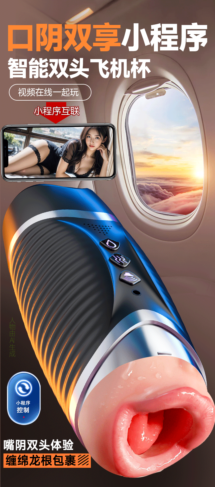 Fully Automatic Electric Male Masturbator Airplane Cup with Vibration, ABS and TPE — detail image 23
