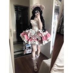 ドレスロリータフレンチかわいい初恋ミルクスイートパフケーキドレスプリンセススタイルロリータスイートスカート