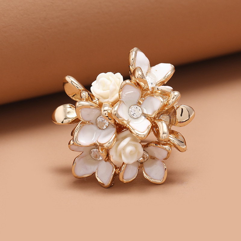fashion retro oil drop opening adjustable inlaid rhinestone rose ring wholesale nihaojewelry