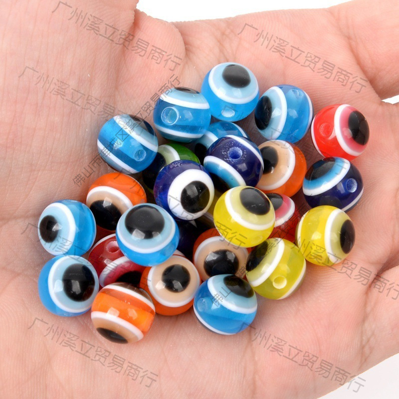 树脂恶魔之眼珠子 圆形眼睛珠饰品串珠散珠 DIY饰品配件 珠子批发