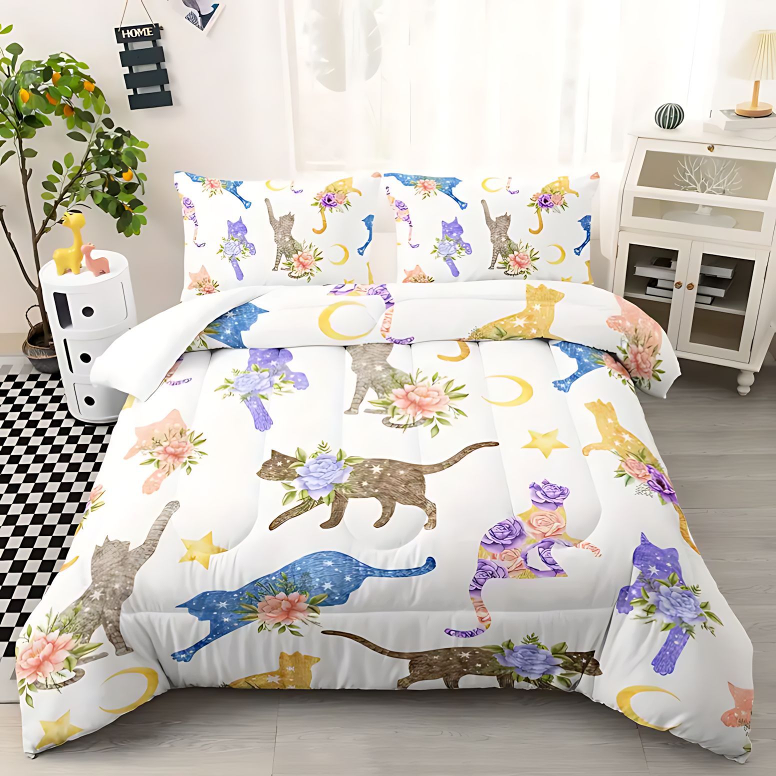 TEMU / JIT Amazon muchos animales lindos 3D impresión digital 180gms colcha set de ropa de cama