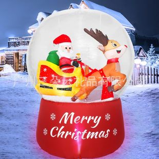 Cross-Border Christmas Inflatable Christmas Elk Pull Old Man Inflatable Led Light Luminous Decoration Outdoor Courtyard Ornaments