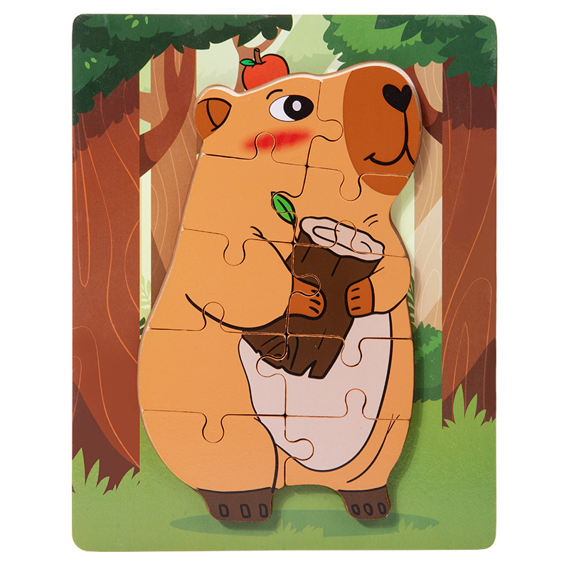 Cpc ce niños madera capibara rompecabezas dibujos animados rompecabezas de animales jardín de infantes bebé educación temprana juguetes educativos