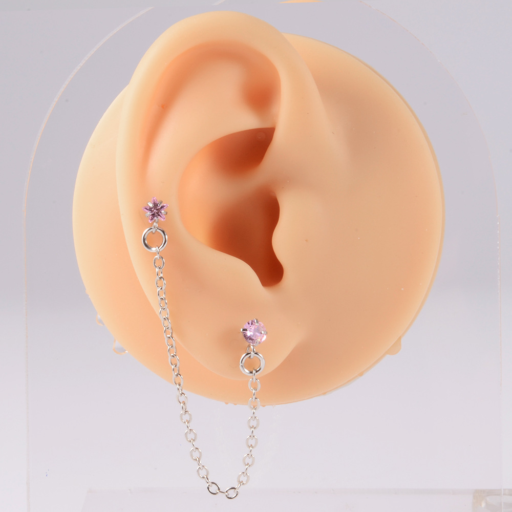 Fashion Heart Shape Stainless Steel Inlay Zircon Ear Studs 1 Piece display picture 12