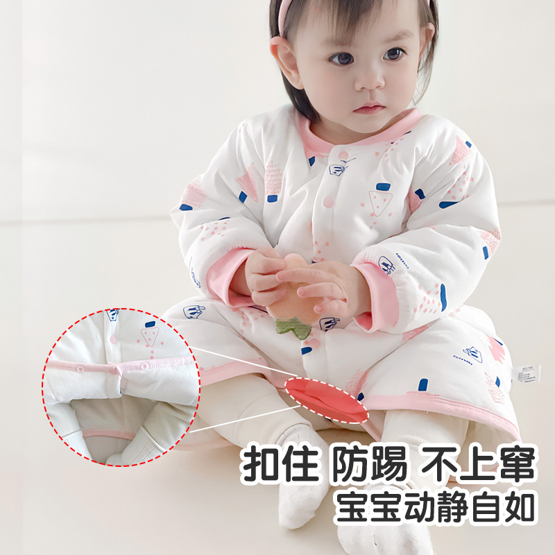 Baby Warm Sleepwear Winter Thick Cotton Pajamas Baby Onesie Long Sleeve Homecoming Clothes Winter Sleep Bag Thick