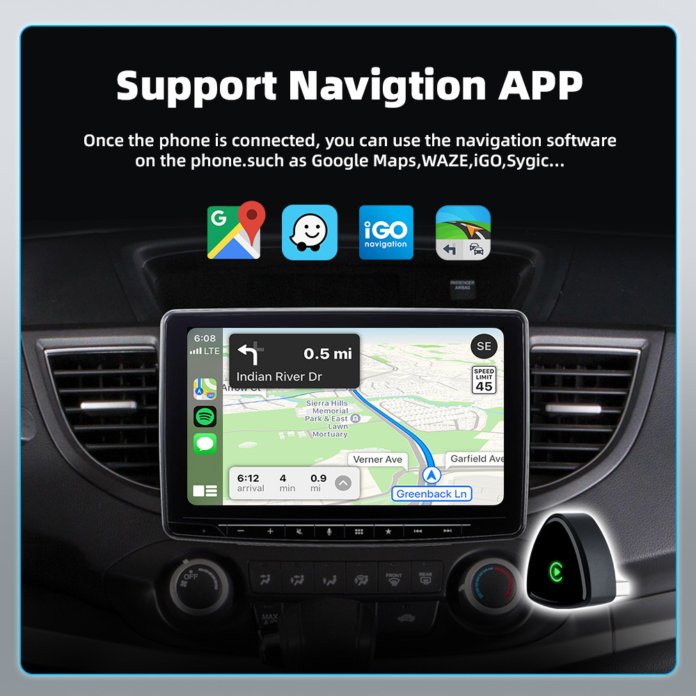 Hot-Selling Compact and Portable In-Car Smart Apple Carplay Box Wired to Wireless Car Device Converter Box