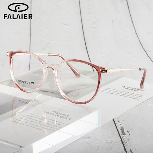 Cross-border European and American style new TR90 optical cat-eye eyeglass frames with metal temples, plano glasses, and blue light blocking lenses