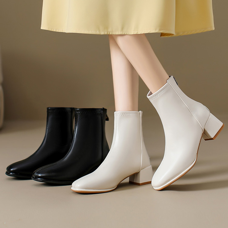 Martens, демисезонные короткие сапоги, флисовые ботинки с молнией, из натуральной кожи