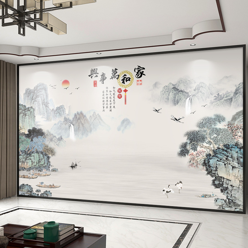 墙纸3d立体壁画电视背景墙壁纸客厅家和影视壁布装饰墙布自粘|undefined