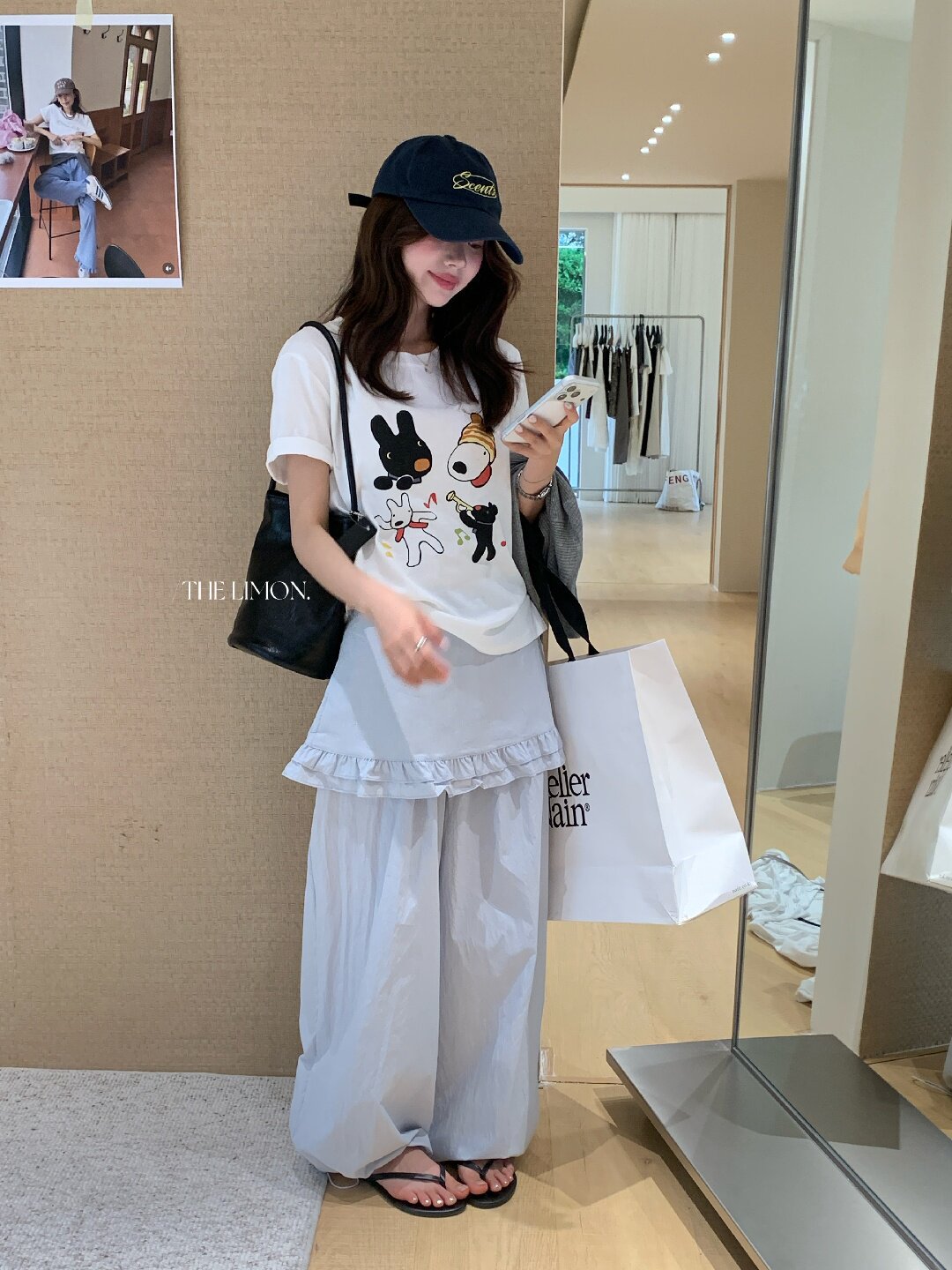 Quần culottes nữ ống rộng cạp cao, phối viền ren xếp tầng, dáng suông rộng, thanh lịch và thoải mái — màu đen, Xanh da trờicolor, màu trắng, Đá vôi chi tiết 31