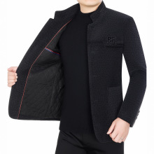 冬季毛呢大衣男 休闲款羊毛呢中青年加棉加厚妮外套 男士呢子大衣