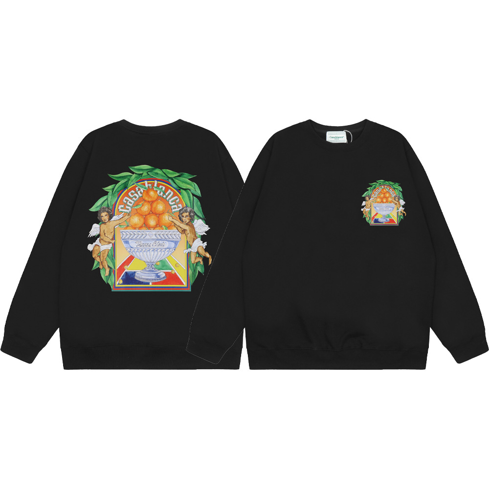 Marca de moda transfronteriza Casablanca letras de Casablanca impresión de color 380g lazo camiseta de cuello redondo