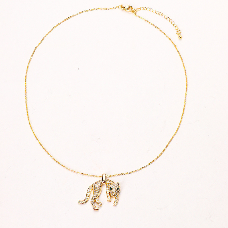 Nytt personligt hiphop-halsband med leopardhänge och diamanter i zirkon, kopparpläterat äkta guld, gränsöverskridande hiphop-stil, mångsidigt_voghion.com