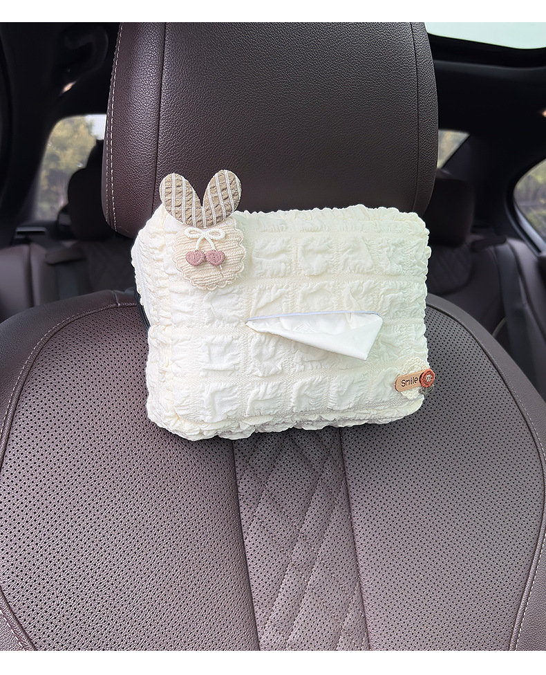 Bow Car Tissue Box Hanging Car Tissue Box Cute Small Fresh Car Interior Armrest Box Paper Tissue Box