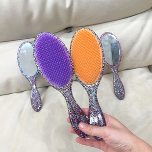 Cross-border new oval with mirror air cushion comb onion powder massage hair comb dry and wet dual-use air bag comb hair comb