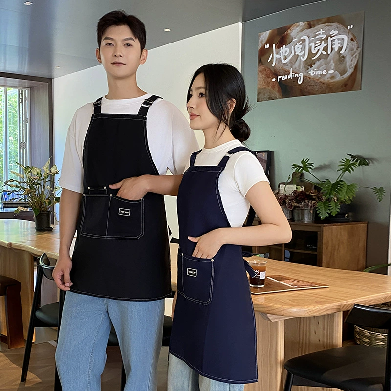 Трехзащитный холщовый фартук для кухни и общественного питания, водонепроницаемый и маслостойкий, фруктовый магазин, магазин чая с молоком, печатный логотип, защита от грязи, простой стиль