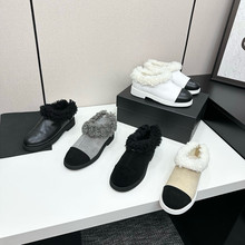 2025秋冬新款小香风脚蹬懒人鞋平底棉鞋女翻毛口防滑休闲时装鞋女