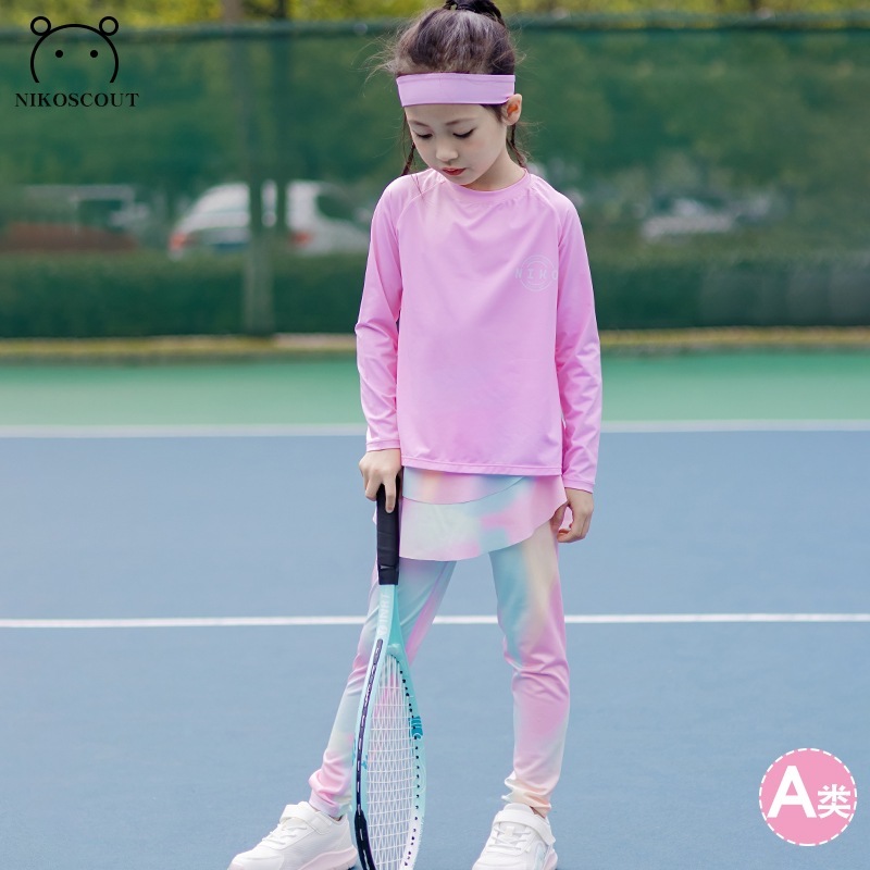 速乾性衣類女の子トレーニング秋長袖子供スポーツウェアスーツプロバドミントンバスケットボールランニングヨガ服|undefined