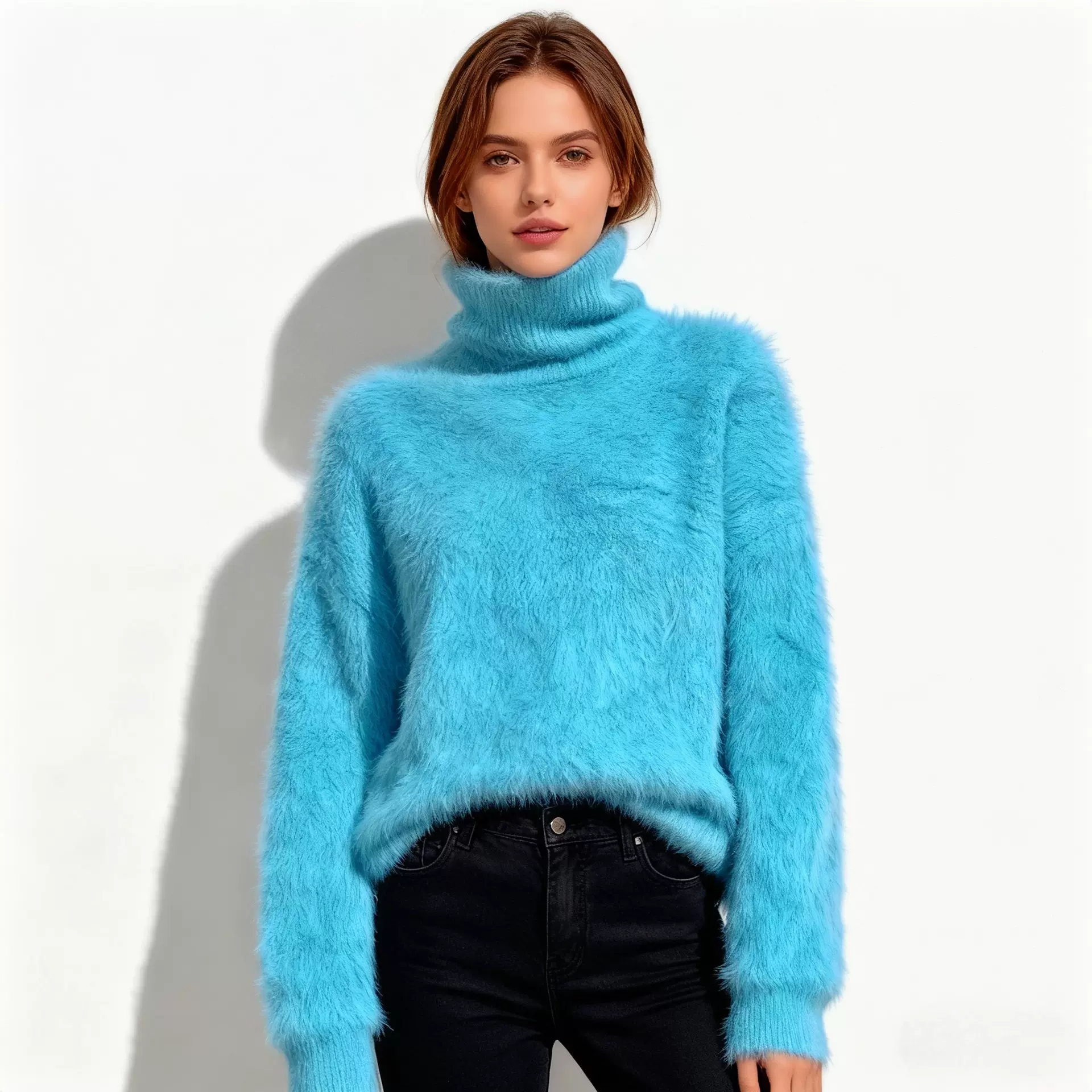 高领毛衣女2025秋冬设计感小众软糯仿水貂绒保暖内搭打底衫上衣潮