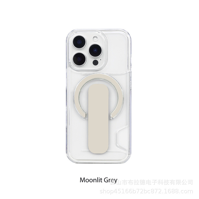 透明创意PC手机壳带插卡磁吸支架和指环握把适用于iPhone17手机壳|undefined