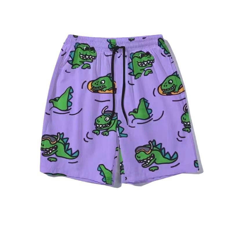 New Crocodile Bath Shorts for Men and Women, Summer Loose Fit, Over-the-Knee, Pajama Pants, Casual Pants, Thin Beach Shorts for Couples