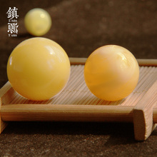 仿二代蜜蜡散珠单颗鸡油黄圆珠配珠手串琥珀佛珠星月菩提配饰顶珠