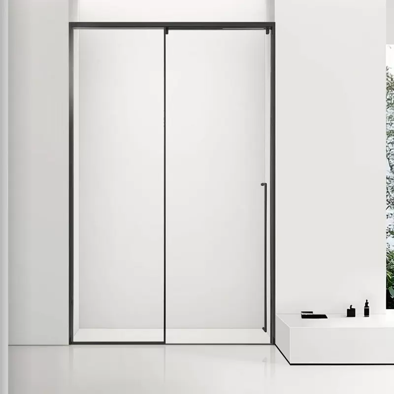 极窄缓冲一字型淋浴房干湿分离玻璃隔卫生间浴室推拉移门浴屏