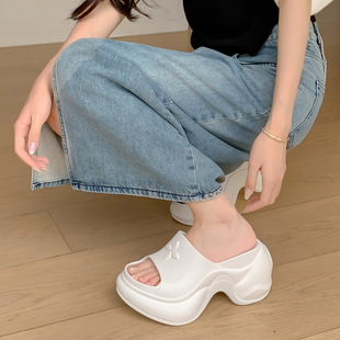 Thick-Soled Slippers for Women European and American Ins Trbottomy Eva Soft-Soled Influencer Picks High-Heeled One-Line Sandals Cross-Border