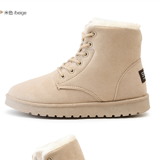 2026 Autumn and Winter Student Snow Boots Women's Short Boots Short Tube Warm Boots Lace-Up Flat Heel Korean Style Trendy Cotton Shoes Manufacturer