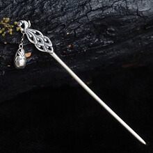 泰银凤穿牡丹古风银发簪发饰盘发簪子古典银簪民族风孔雀流苏