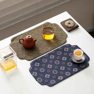 Brocade Flower Tea Mat Double-Sided New Chinese Style Dry Bubble Table Cloth Waterproof Tea Table Mat Table Flag Cloth Zen Insulation Mat