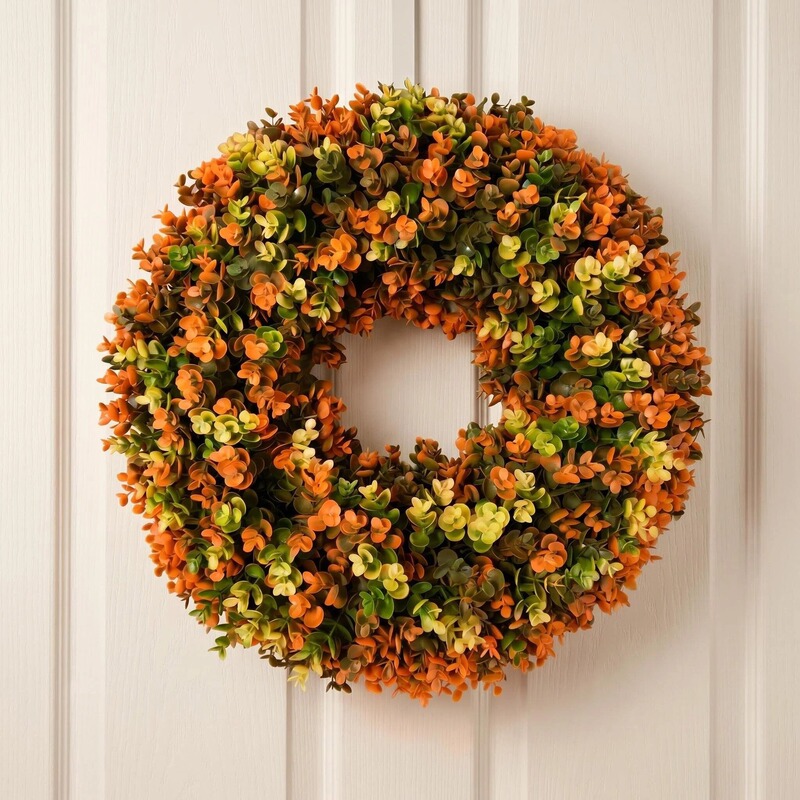 Amazon Artificial Autumn Eucalyptus Wreath Thanksgiving Door Hanging Cloth Home Decoration Wreath Autumn Leaf Wreath