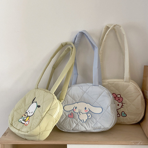 Sanrio Factory Wholesale Kitty Cat Cute Cartoon Fleece Single Shoulder Bag for Girls Students Yu Gu Dog New Arrival